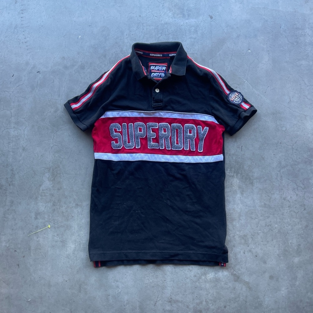 Superdry Black and Red Polo Shirt